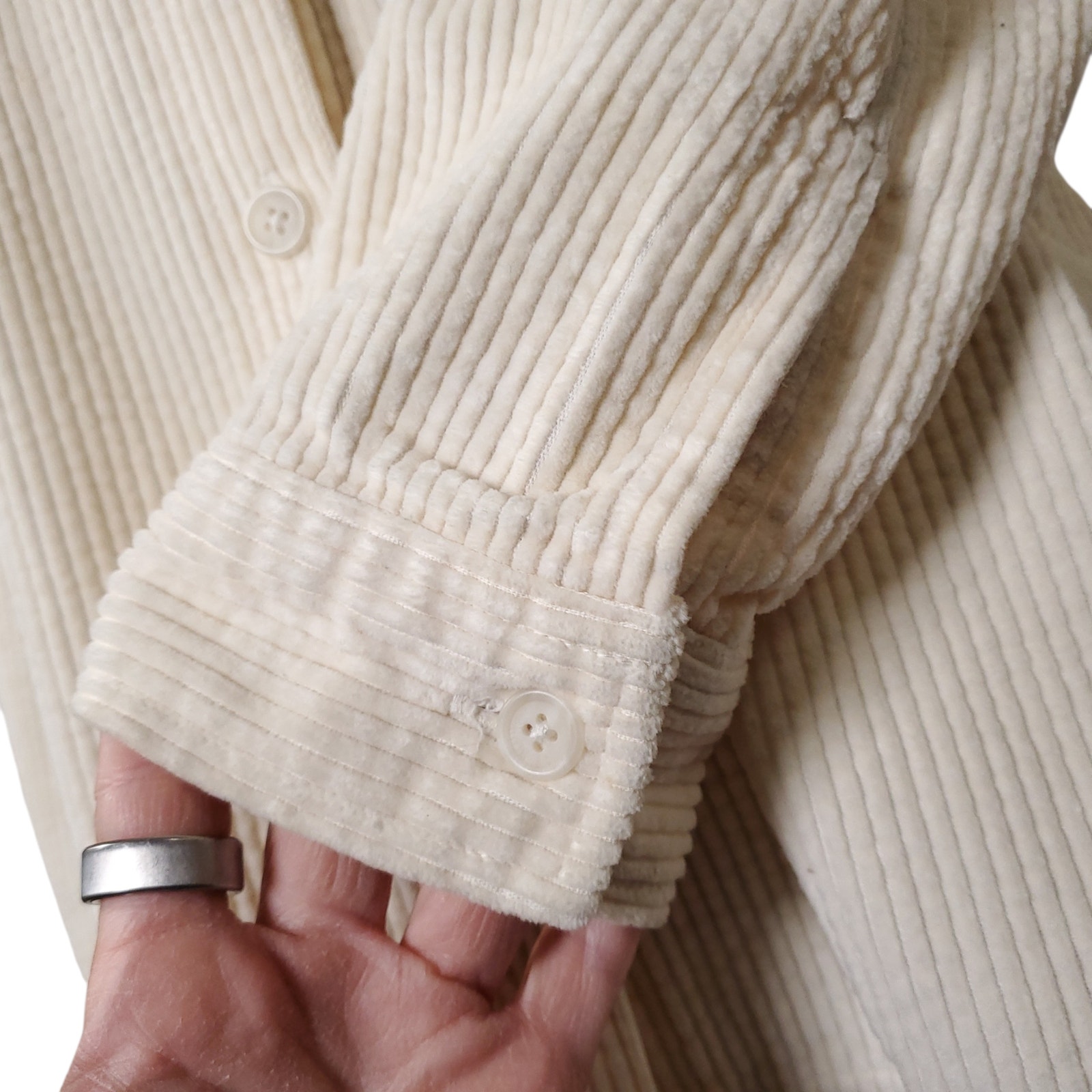 Ll Bean Cream Corduroy Shirt Wide Wale Long Sleeve Button Down Top Petite Sz Xsp — image 6 of 8